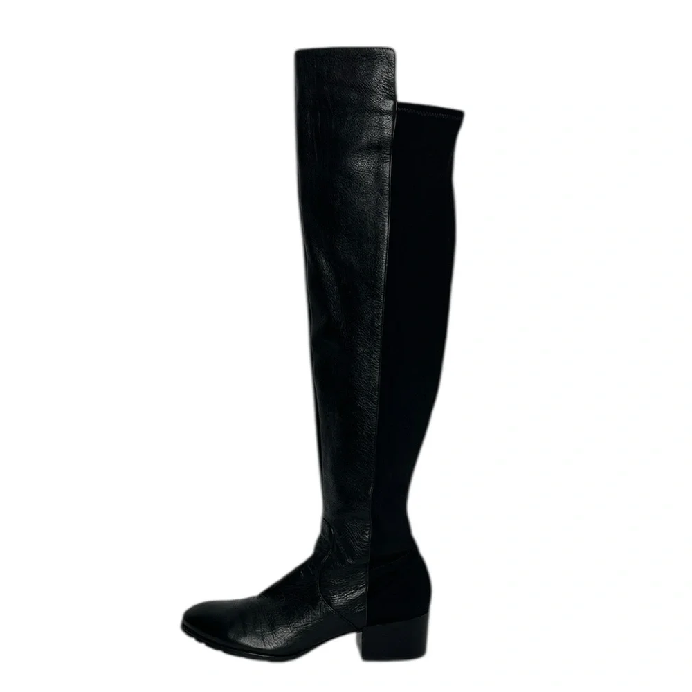 KENNETH COLE Black Leather Over the Knee-High Boots Sz 37.5